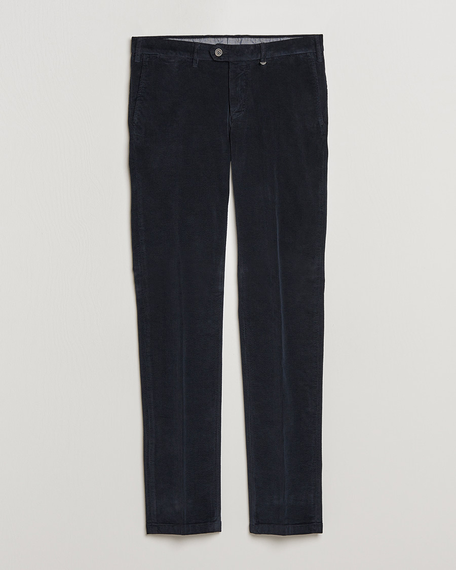 Hombres | Pantalones | Canali | Slim Fit Corduroy Trousers Navy