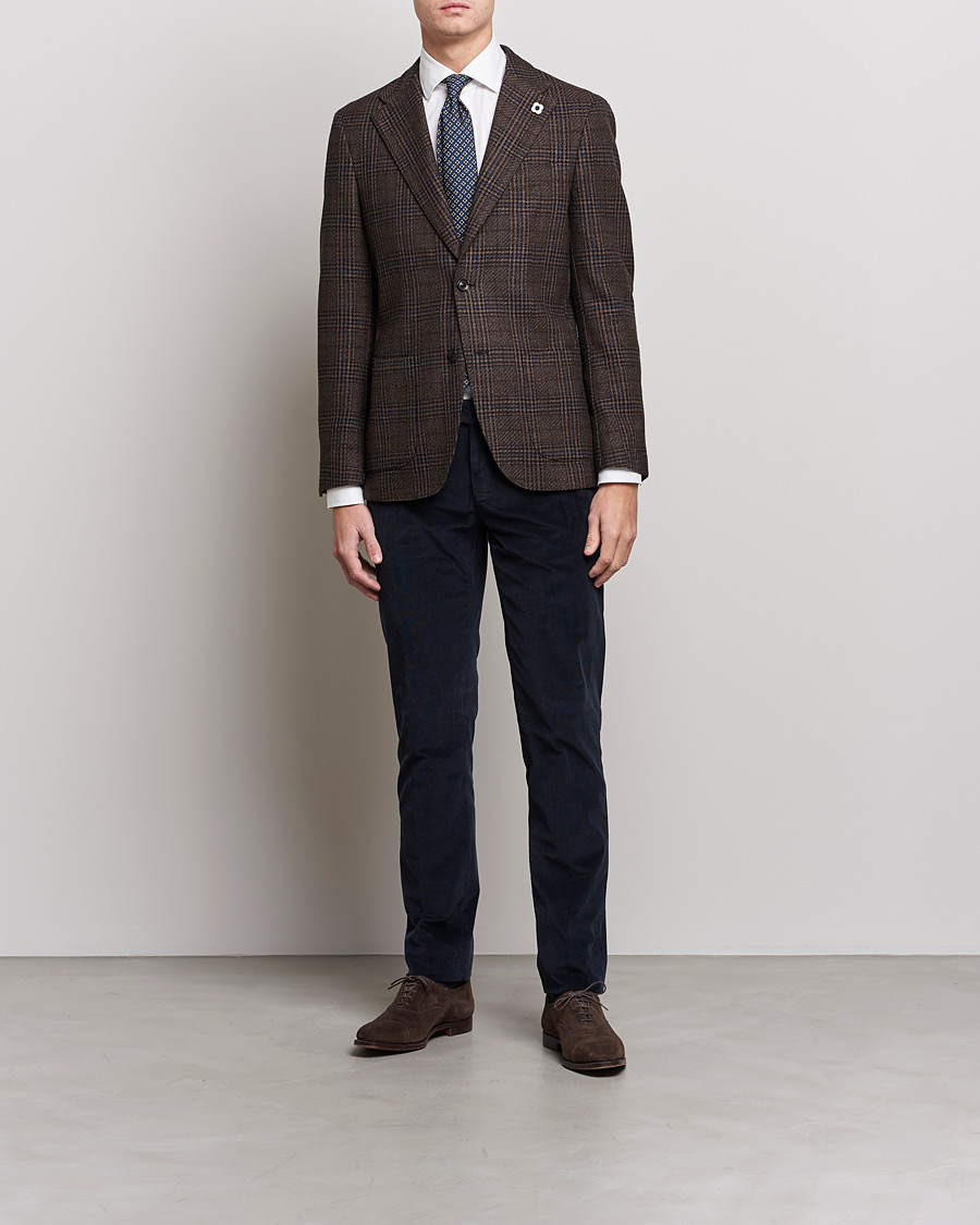 Hombres | Pantalones | Canali | Slim Fit Corduroy Trousers Navy