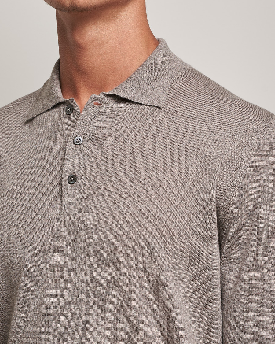 Hombres | Jerséis y prendas de punto | Canali | Merino Wool Knitted Polo Taupe