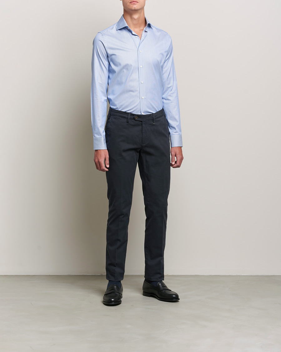 Hombres | Camisas | Canali | Slim Fit Cut Away Shirt Blue Stripe