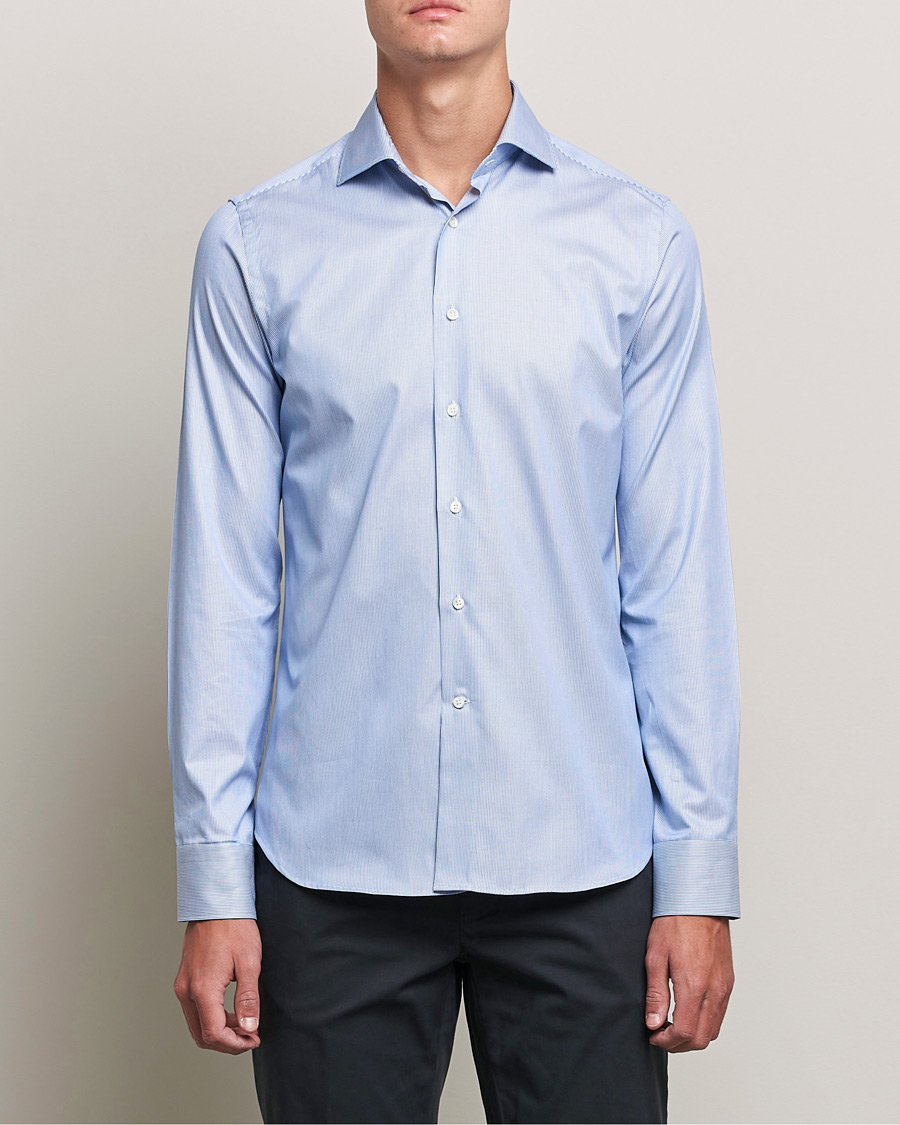 Hombres | Camisas | Canali | Slim Fit Cut Away Shirt Blue Stripe
