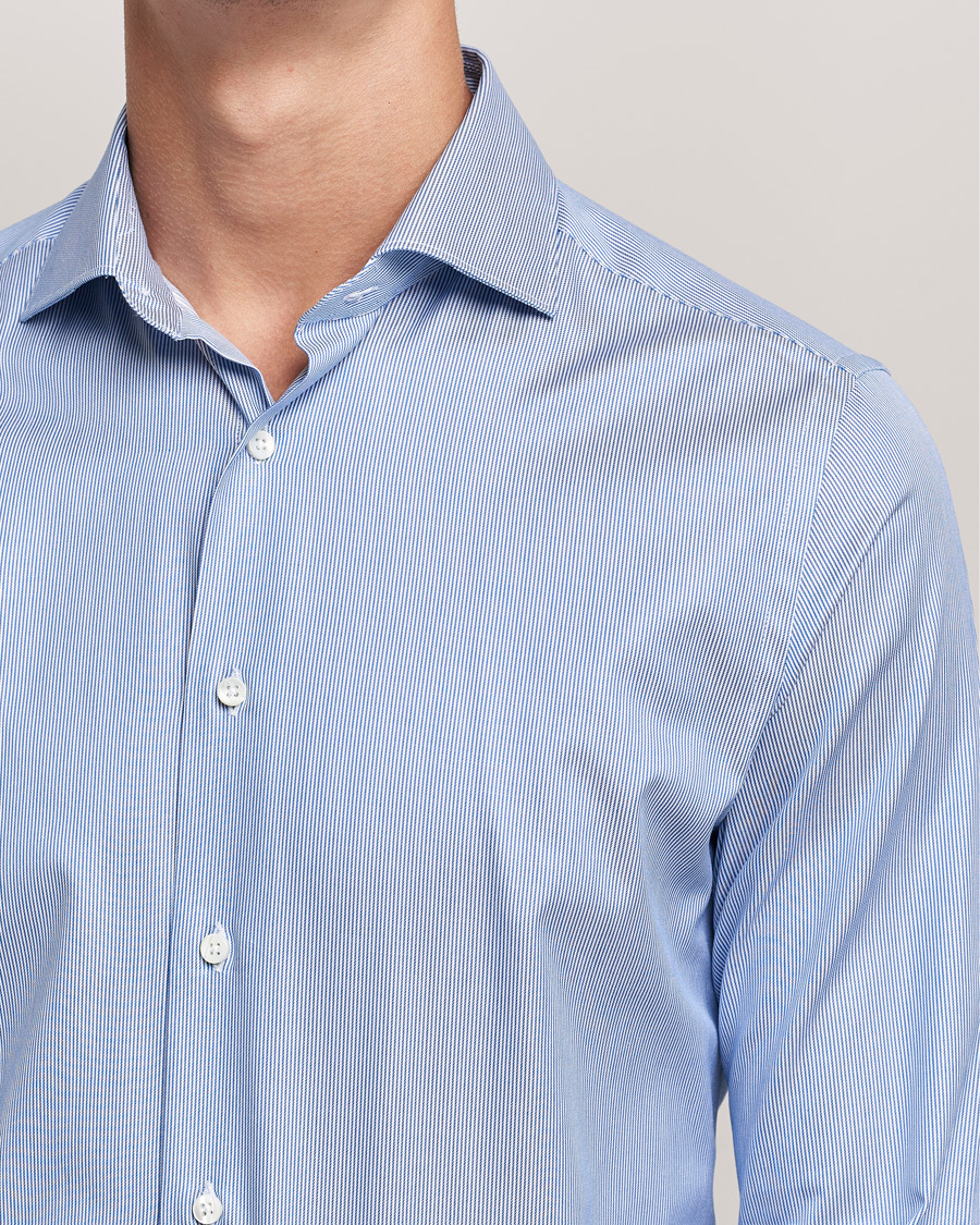 Hombres | Camisas | Canali | Slim Fit Cut Away Shirt Blue Stripe