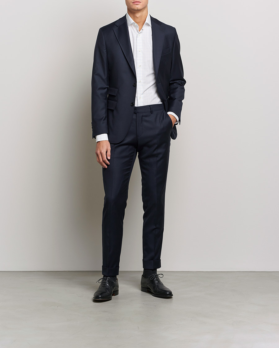 Hombres | Camisas | Canali | Slim Fit Cut Away Shirt Blue Check