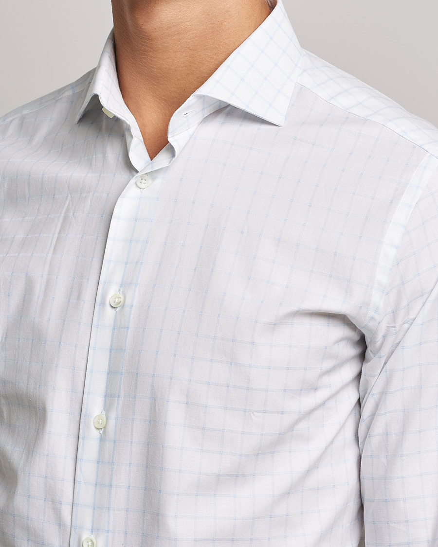 Hombres | Camisas | Canali | Slim Fit Cut Away Shirt Blue Check