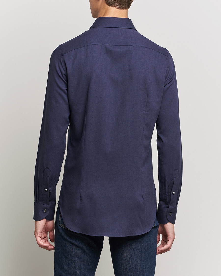 Hombres | Camisas | Canali | Slim Fit Flannel Shirt Navy