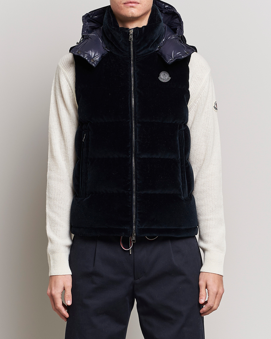 Hombres | Abrigos y chaquetas | Moncler | Vexin Velvet Down Vest Dark Blue