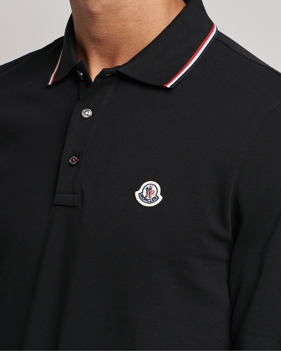 Hombres | Jerséis y prendas de punto | Moncler | Contrast Rib Long Sleeve Polo Black