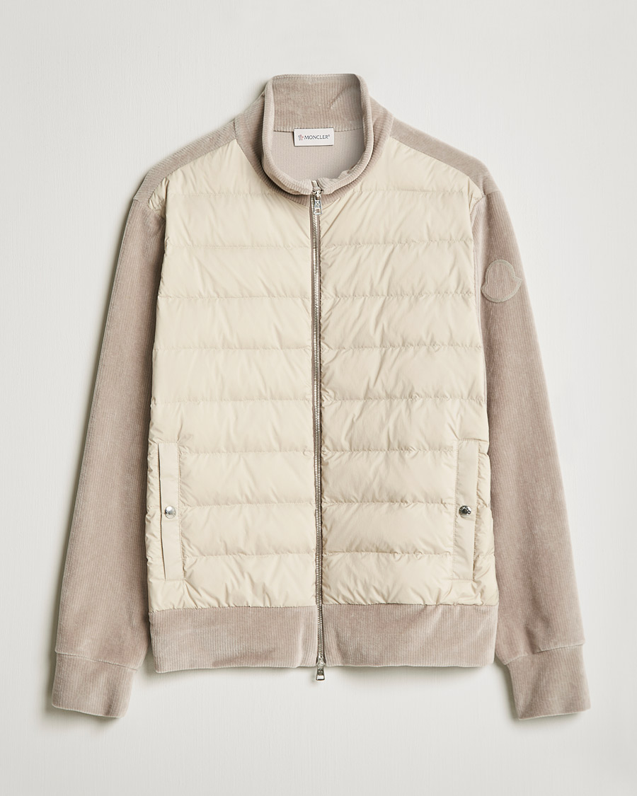 Hombres | Jerséis y prendas de punto | Moncler | Corduroy Zip Cardigan Light Beige