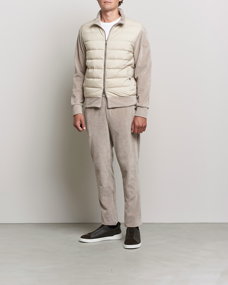 Hombres | Jerséis y prendas de punto | Moncler | Corduroy Zip Cardigan Light Beige