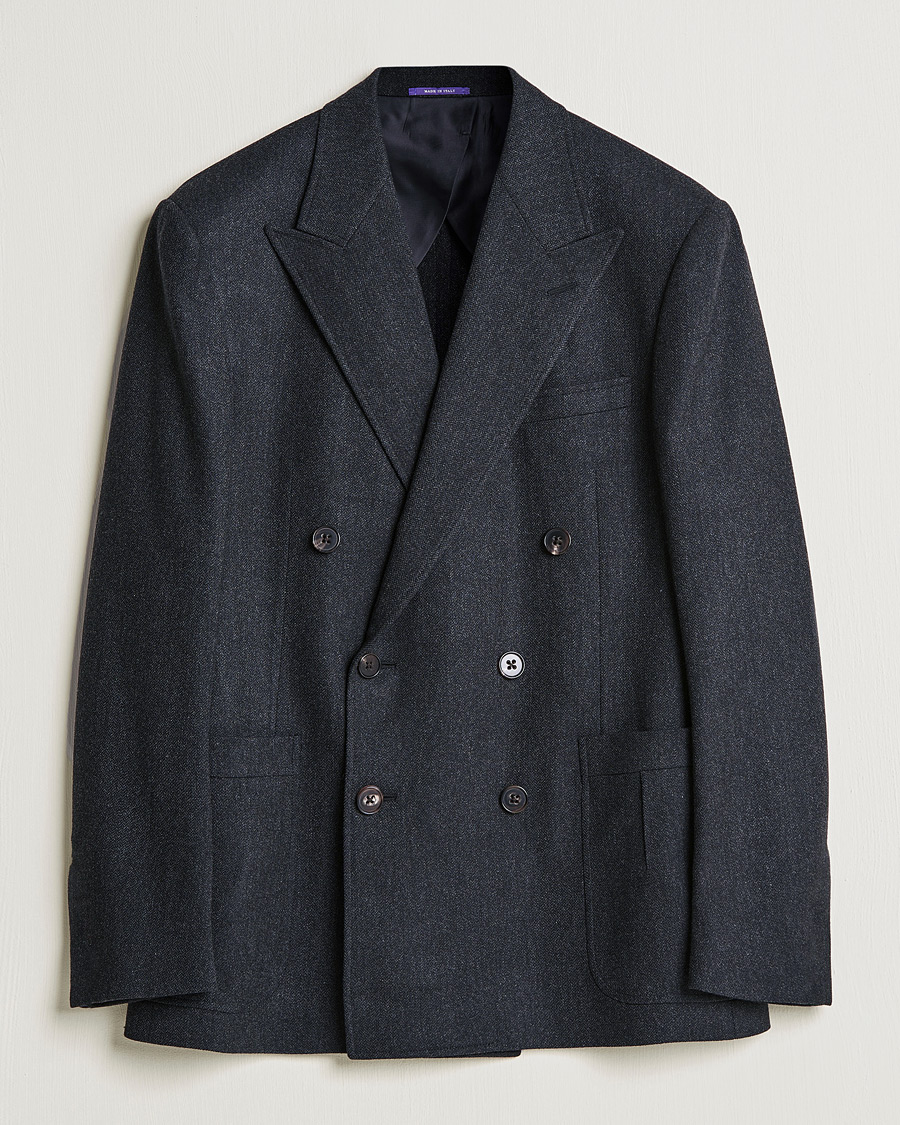 Hombres | Blazers | Ralph Lauren Purple Label | Double Breasted Flannel Sportcoat Dark Grey