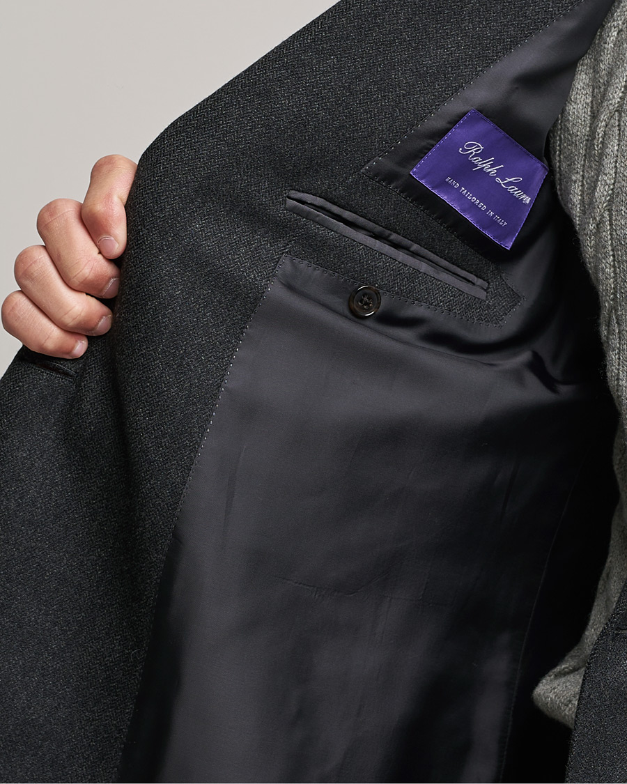 Hombres | Blazers | Ralph Lauren Purple Label | Double Breasted Flannel Sportcoat Dark Grey