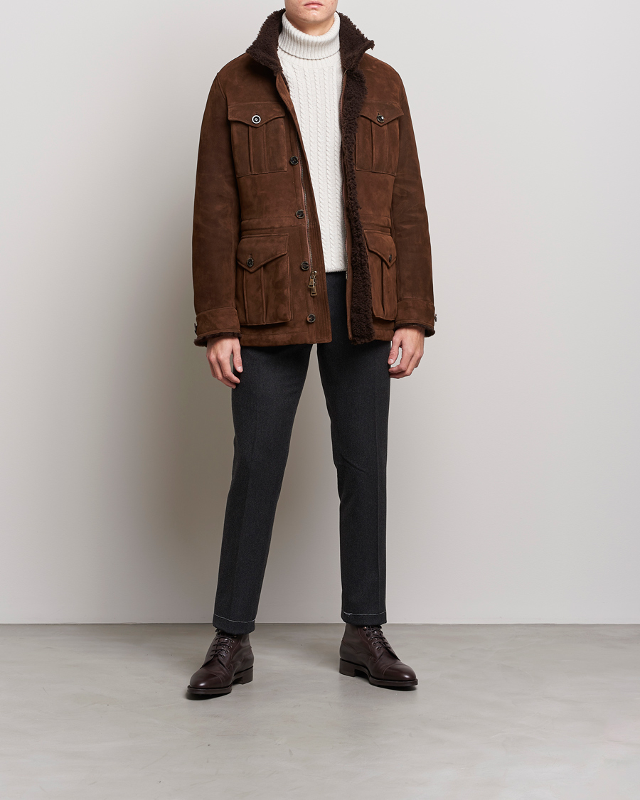 Hombres | Abrigos y chaquetas | Ralph Lauren Purple Label | Shearling Field Jacket Chestnut