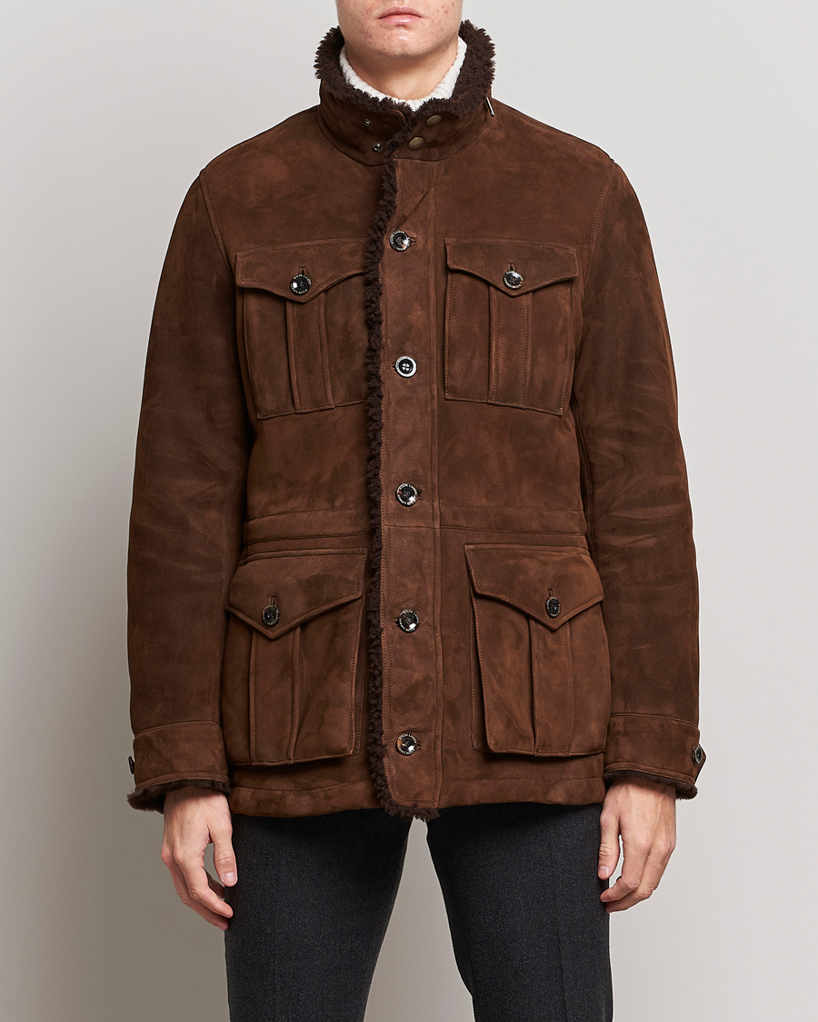 Hombres | Abrigos y chaquetas | Ralph Lauren Purple Label | Shearling Field Jacket Chestnut