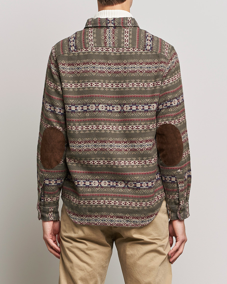 Hombres | Camisas | RRL | Melton Brushed Jacquard Overshirt Olive