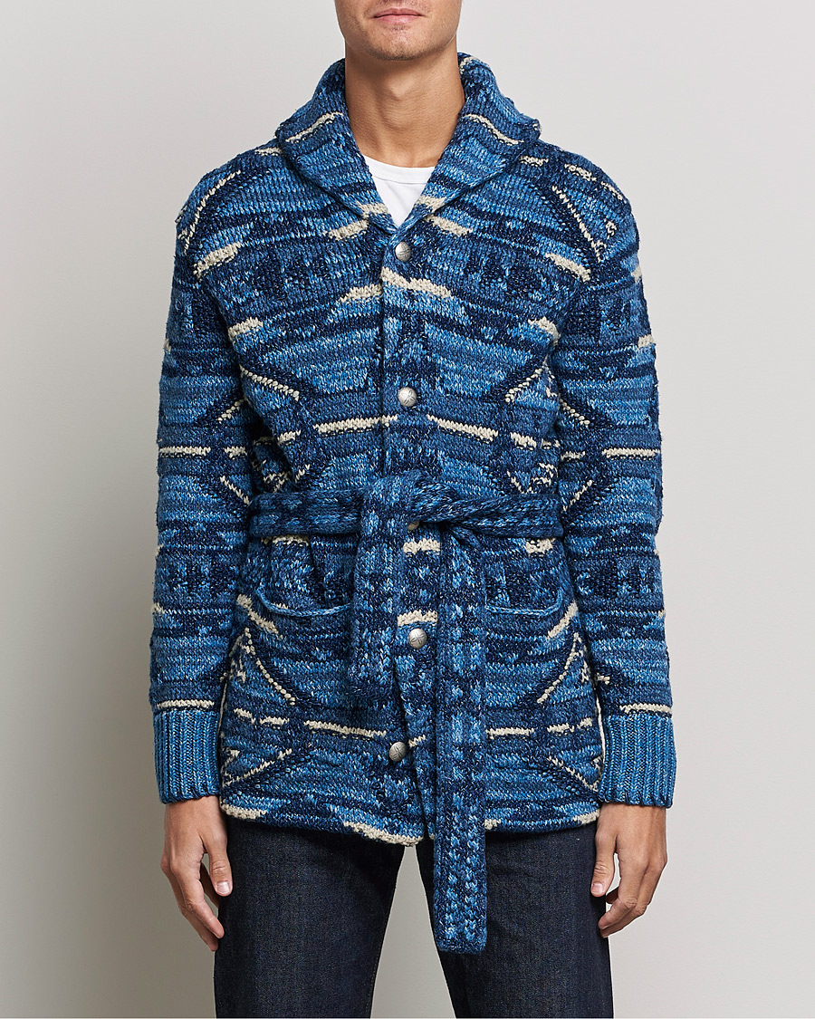 Hombres | Jerséis y prendas de punto | RRL | Ranch Shawl Collar Cardigan Indigo Multi