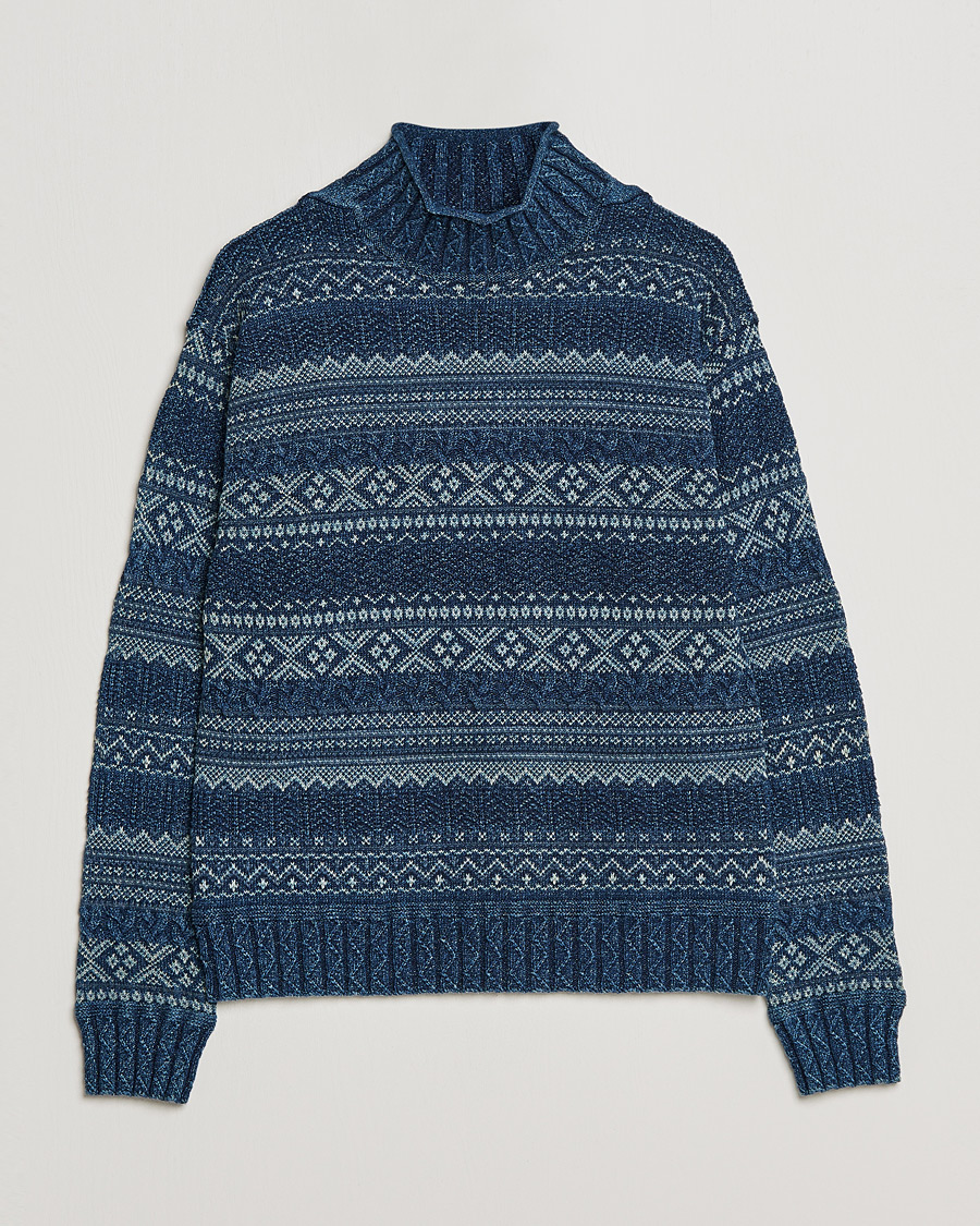 Hombres | Jerséis y prendas de punto | RRL | Mock Neck Sweater Blue Indigo