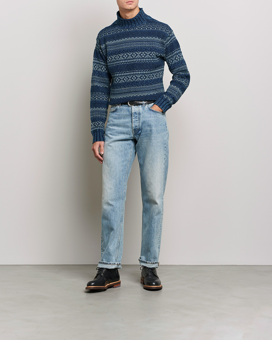 Hombres | Jerséis y prendas de punto | RRL | Mock Neck Sweater Blue Indigo