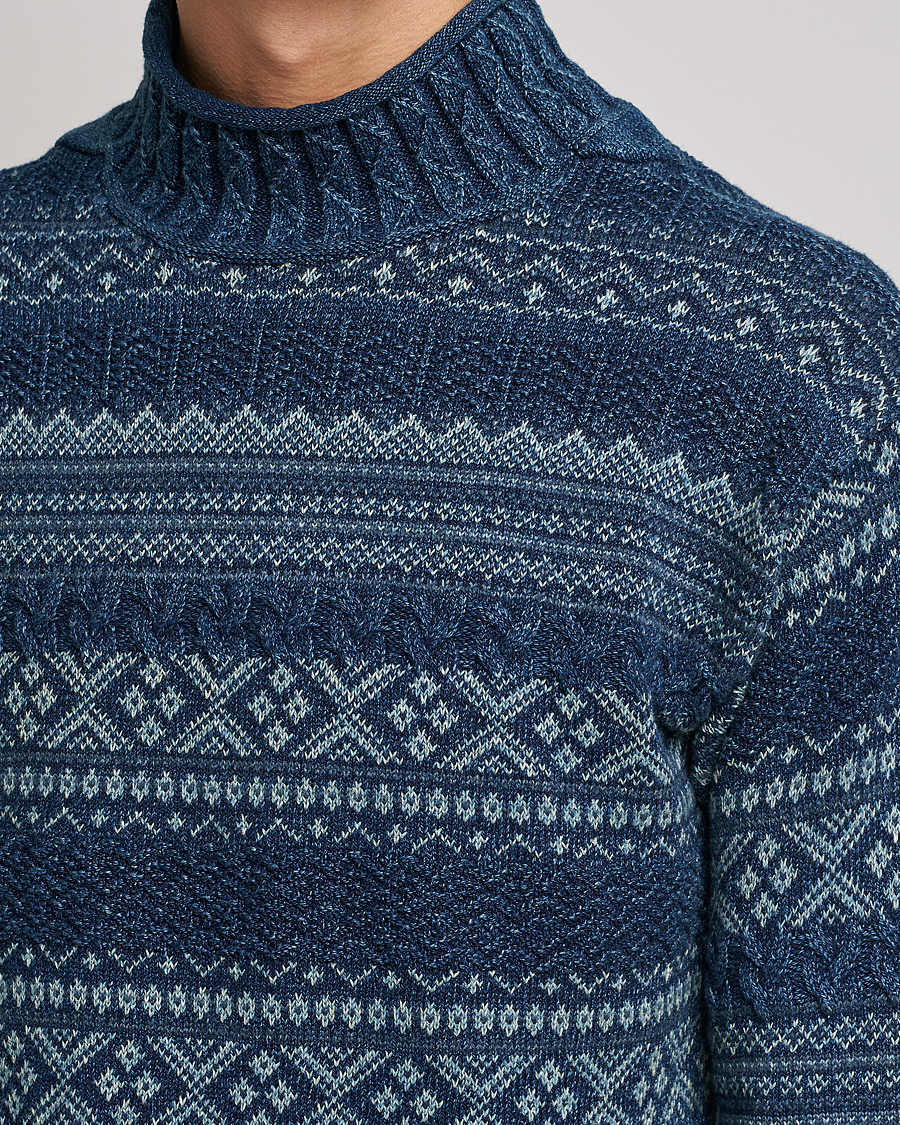 Hombres | Jerséis y prendas de punto | RRL | Mock Neck Sweater Blue Indigo