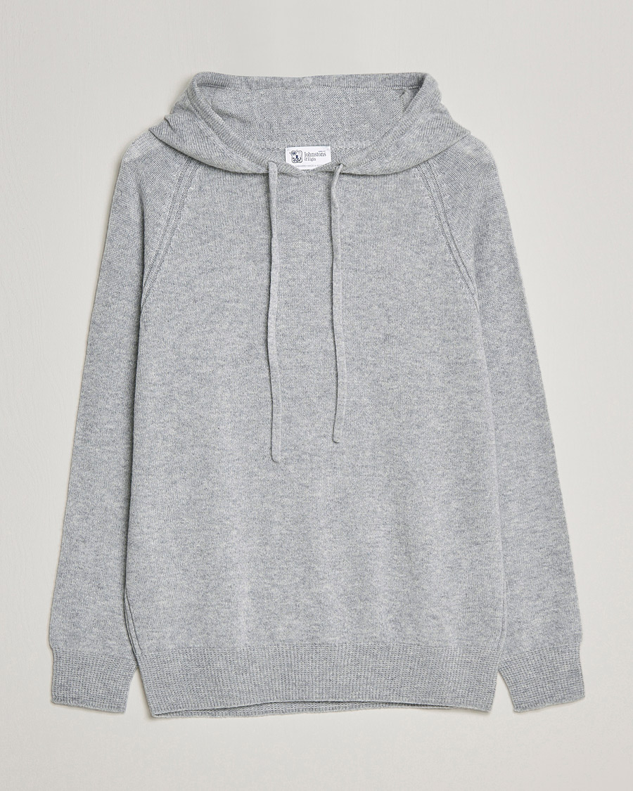 Hombres | Jerséis y prendas de punto | Johnstons of Elgin | Seamless Cashmere Hoodie Silver