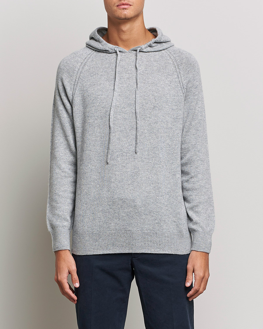 Hombres | Jerséis y prendas de punto | Johnstons of Elgin | Seamless Cashmere Hoodie Silver