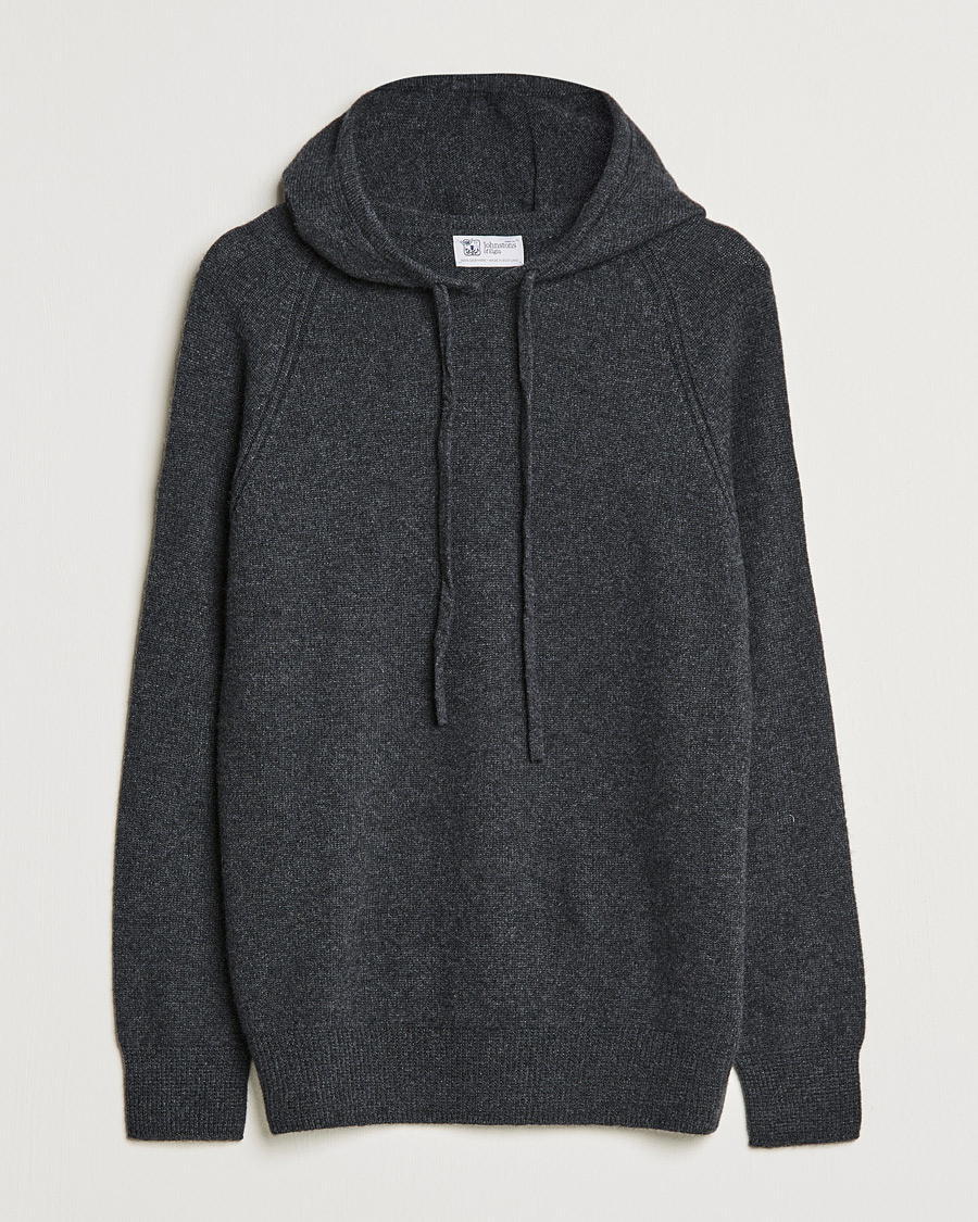 Hombres | Jerséis y prendas de punto | Johnstons of Elgin | Seamless Cashmere Hoodie Carbon