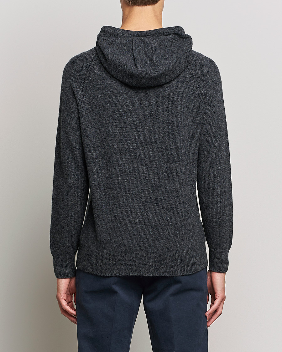 Hombres | Jerséis y prendas de punto | Johnstons of Elgin | Seamless Cashmere Hoodie Carbon