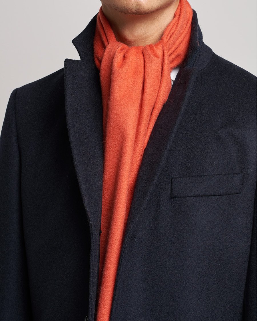 Hombres | Johnstons of Elgin Cashmere Scarf Orange | Johnstons of Elgin | Cashmere Scarf Orange