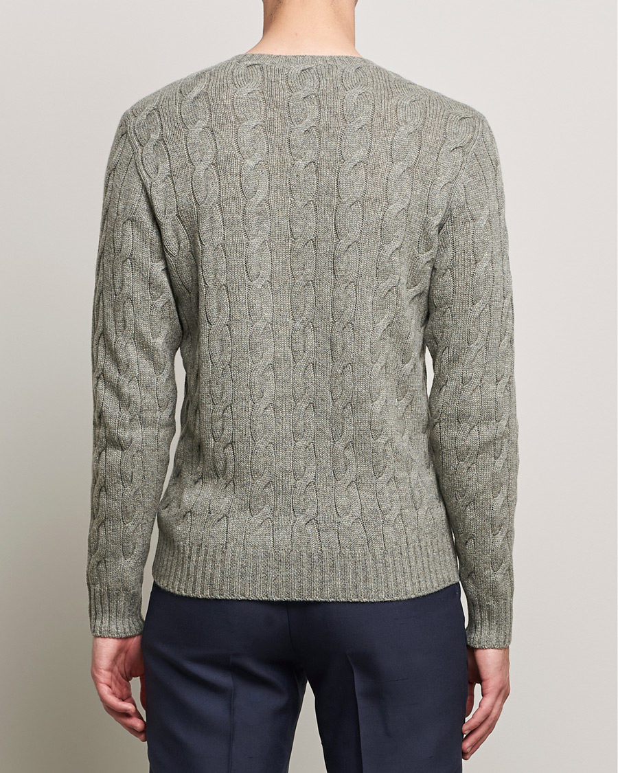 Hombres | Jerséis y prendas de punto | Ralph Lauren Purple Label | Cashmere Cable Crewneck Light Grey