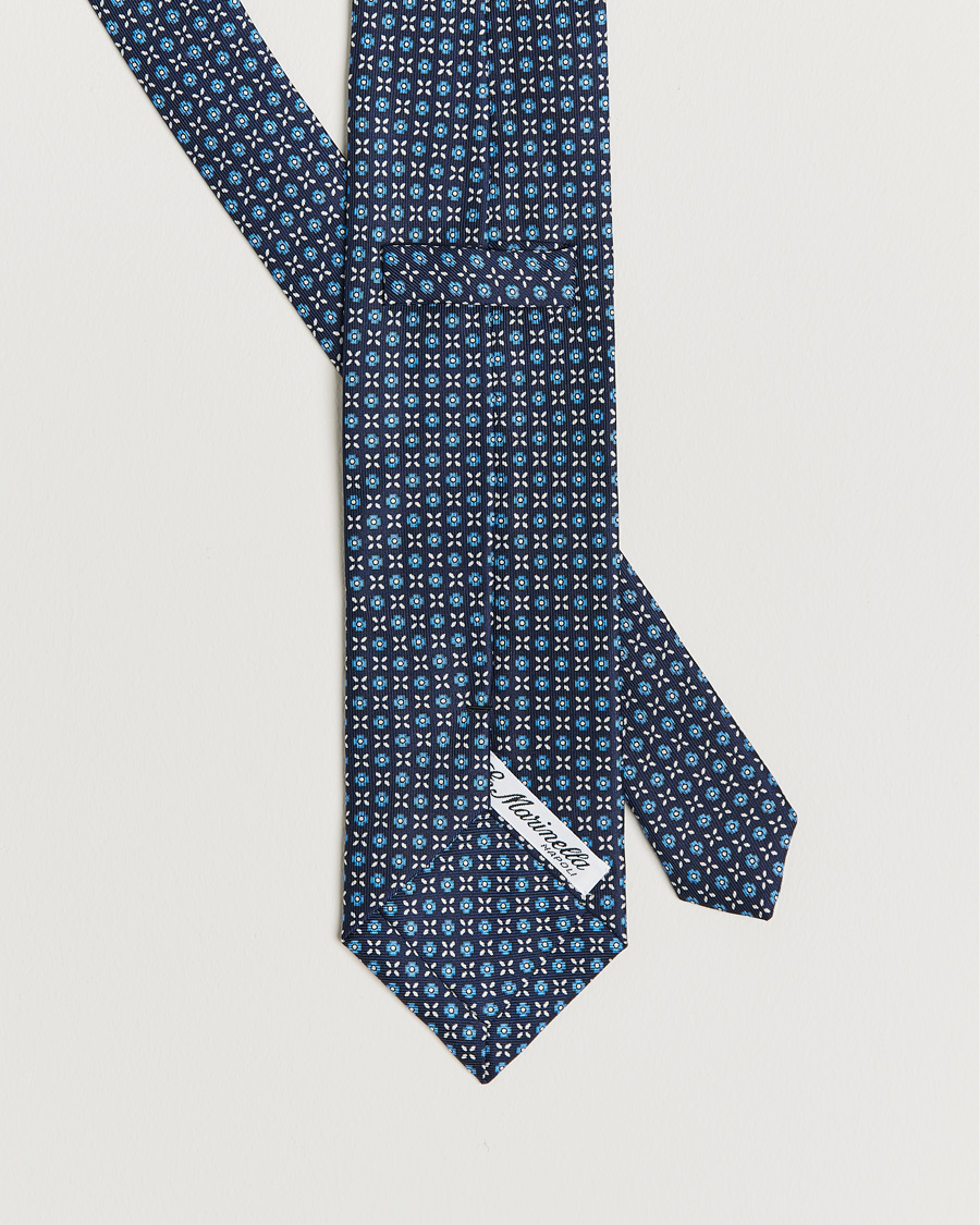 Hombres | E. Marinella 3-Fold Structured Silk Tie Dark Blue | E. Marinella | 3-Fold Structured Silk Tie Dark Blue