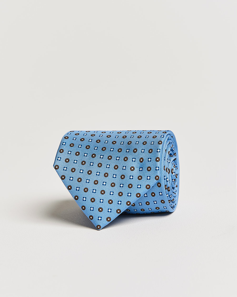 Hombres | E. Marinella 3-Fold Micro Dot Silk Tie Light Blue | E. Marinella | 3-Fold Micro Dot Silk Tie Light Blue