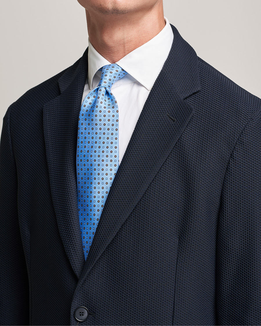 Hombres | E. Marinella 3-Fold Micro Dot Silk Tie Light Blue | E. Marinella | 3-Fold Micro Dot Silk Tie Light Blue