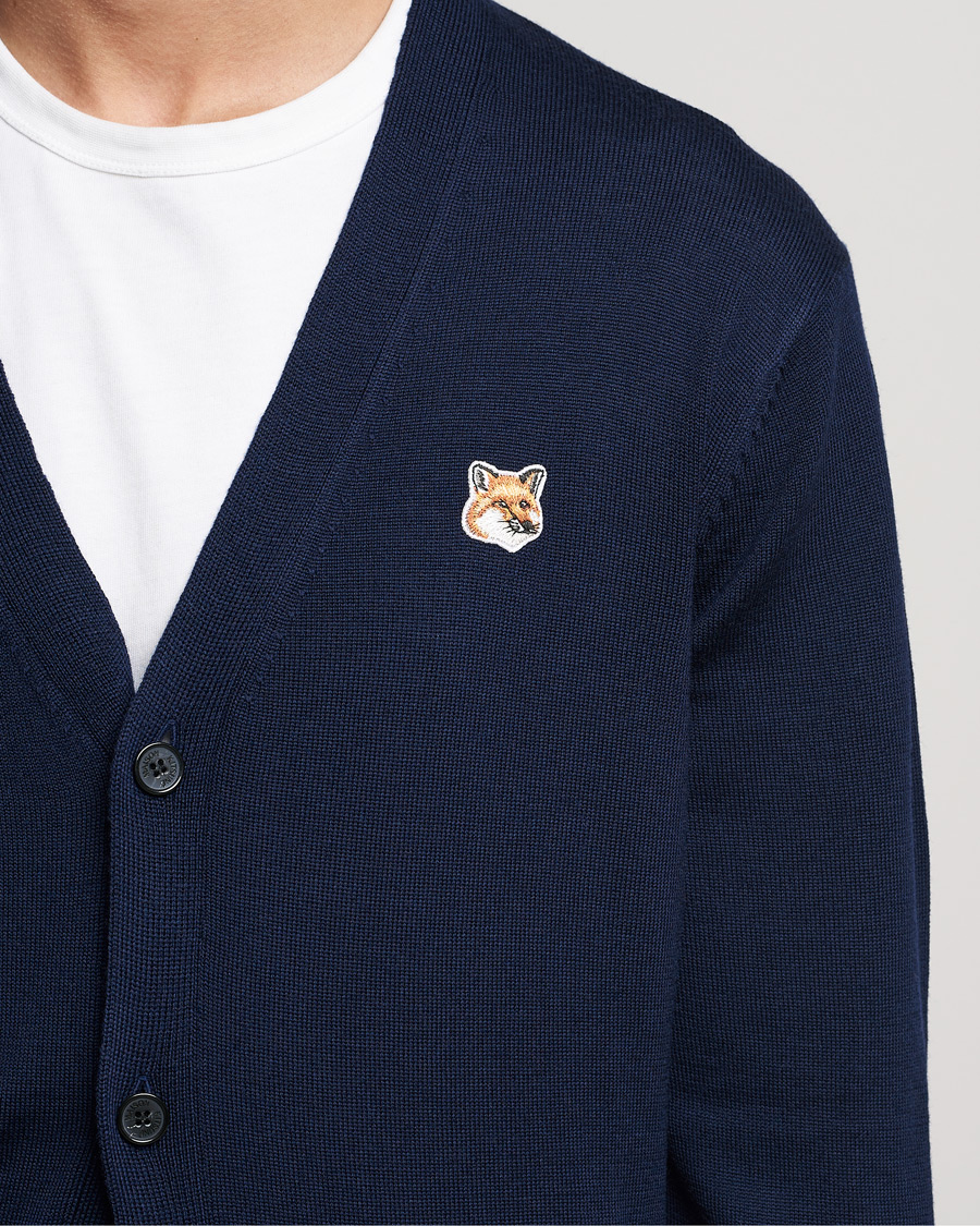 Hombres | Jerséis y prendas de punto | Maison Kitsuné | Fox Head Wool Cardigan Navy
