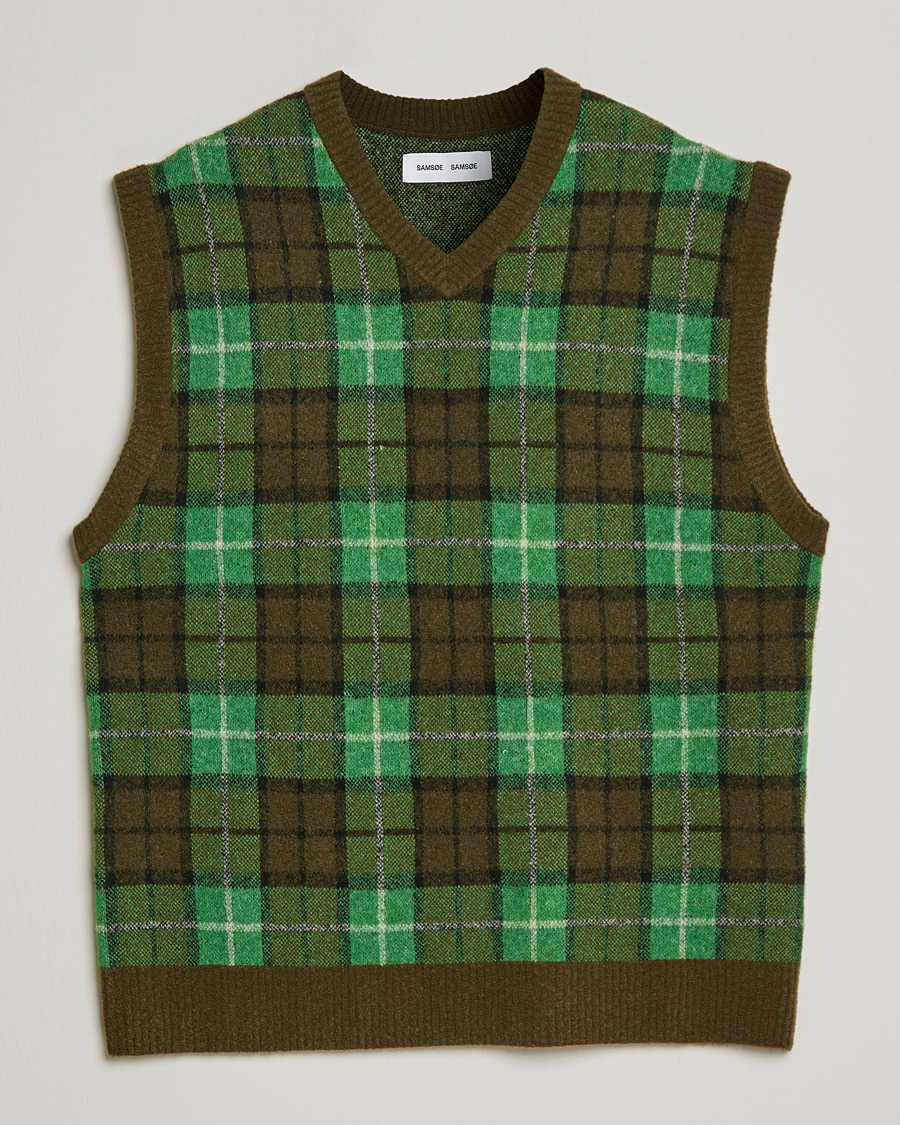 Hombres | Jerséis y prendas de punto | Samsøe Samsøe | Samsøe & Samsøe James Fine Merino Knitted Vest Medium Green