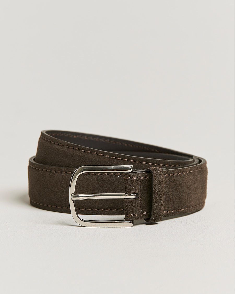 Hombres | Orciani Suede Belt 3,5 cm Dark Brown | Orciani | Suede Belt 3,5 cm Dark Brown