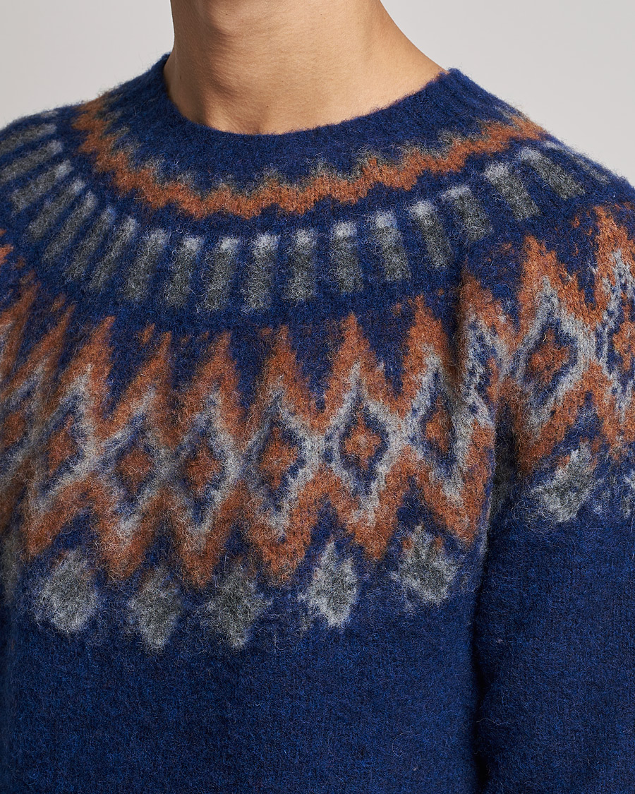 Hombres | Jerséis y prendas de punto | Howlin' | Brushed Wool Fair Isle Crew Sweater Magic Blue