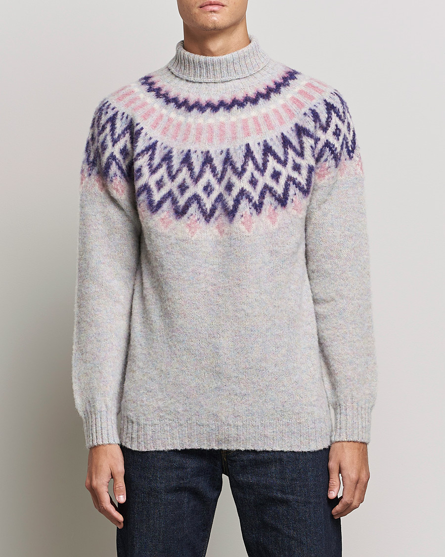 Hombres | Jerséis y prendas de punto | Howlin' | Brushed Wool Fair Isle Roll Neck Galaxy