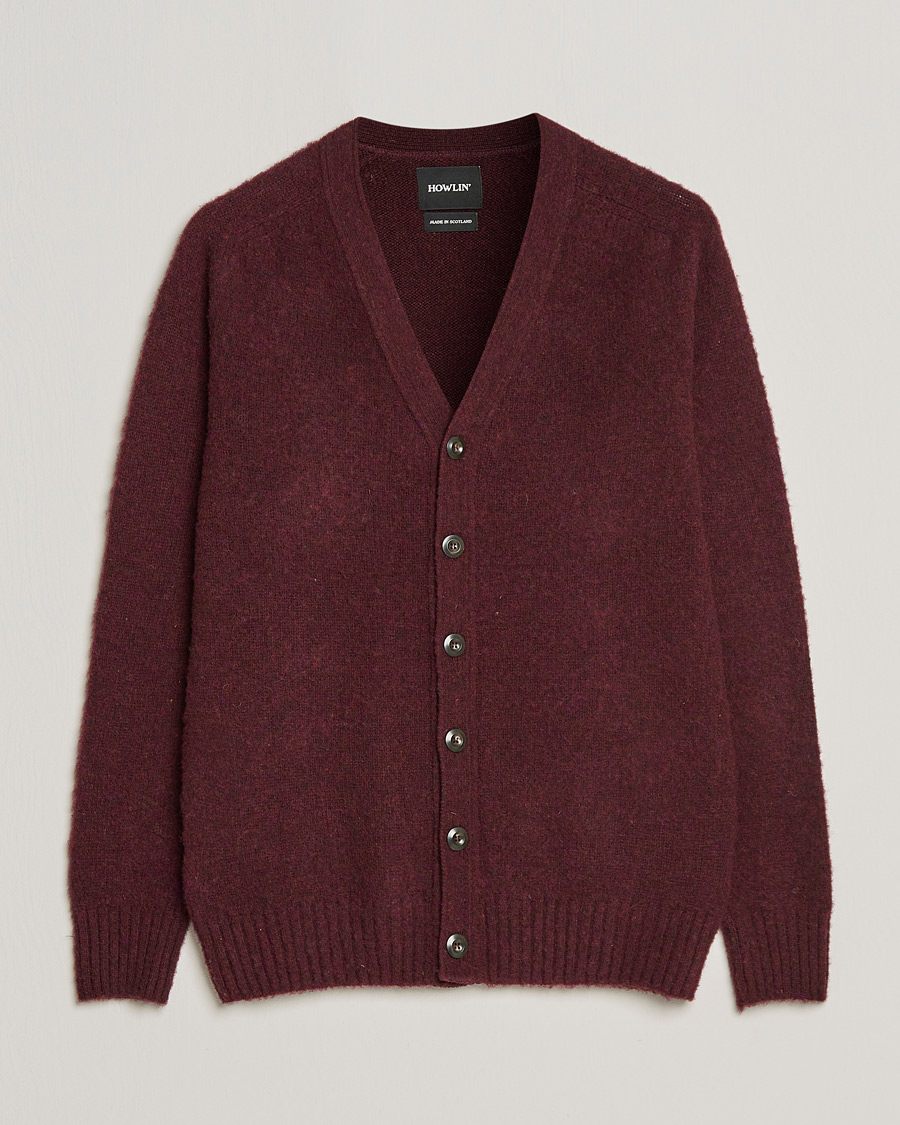 Hombres | Jerséis y prendas de punto | Howlin' | Brushed Wool Cardigan Bordeaux