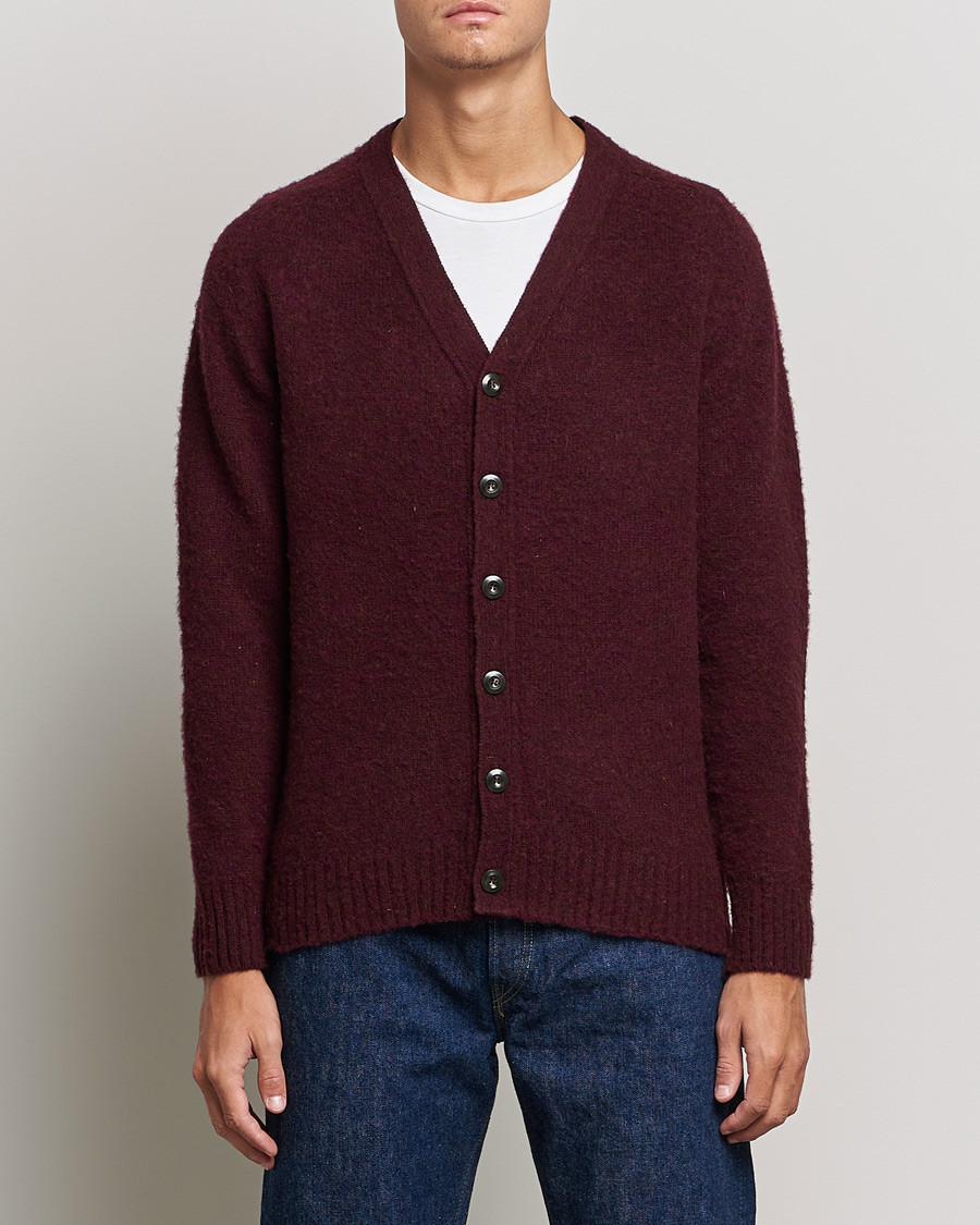 Hombres | Jerséis y prendas de punto | Howlin' | Brushed Wool Cardigan Bordeaux