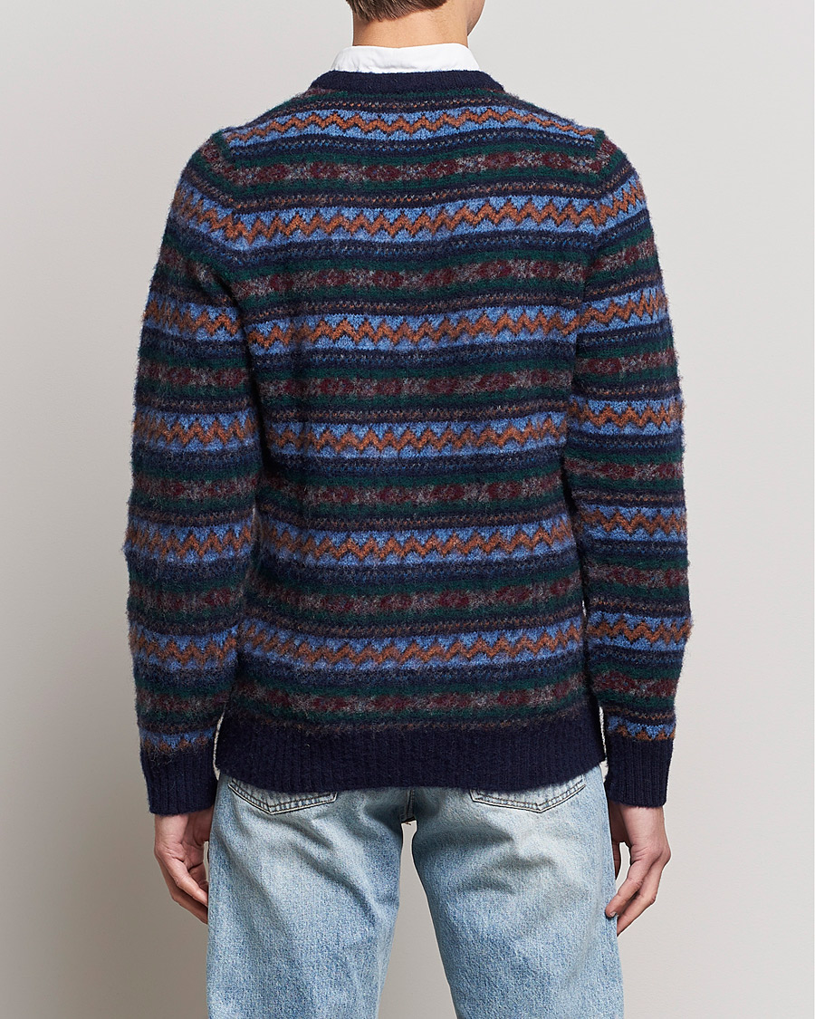 Hombres | Jerséis y prendas de punto | Howlin' | Brushed Wool All Over Fair Isle Crew Neck Navy
