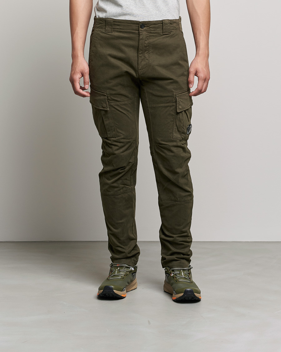 Hombres | Pantalones | C.P. Company | Stretch Satin Lens Cargo Pants Olive