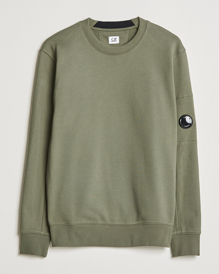 Hombres | Jerséis y prendas de punto | C.P. Company | Diagonal Raised Fleece Lens Sweatshirt Green