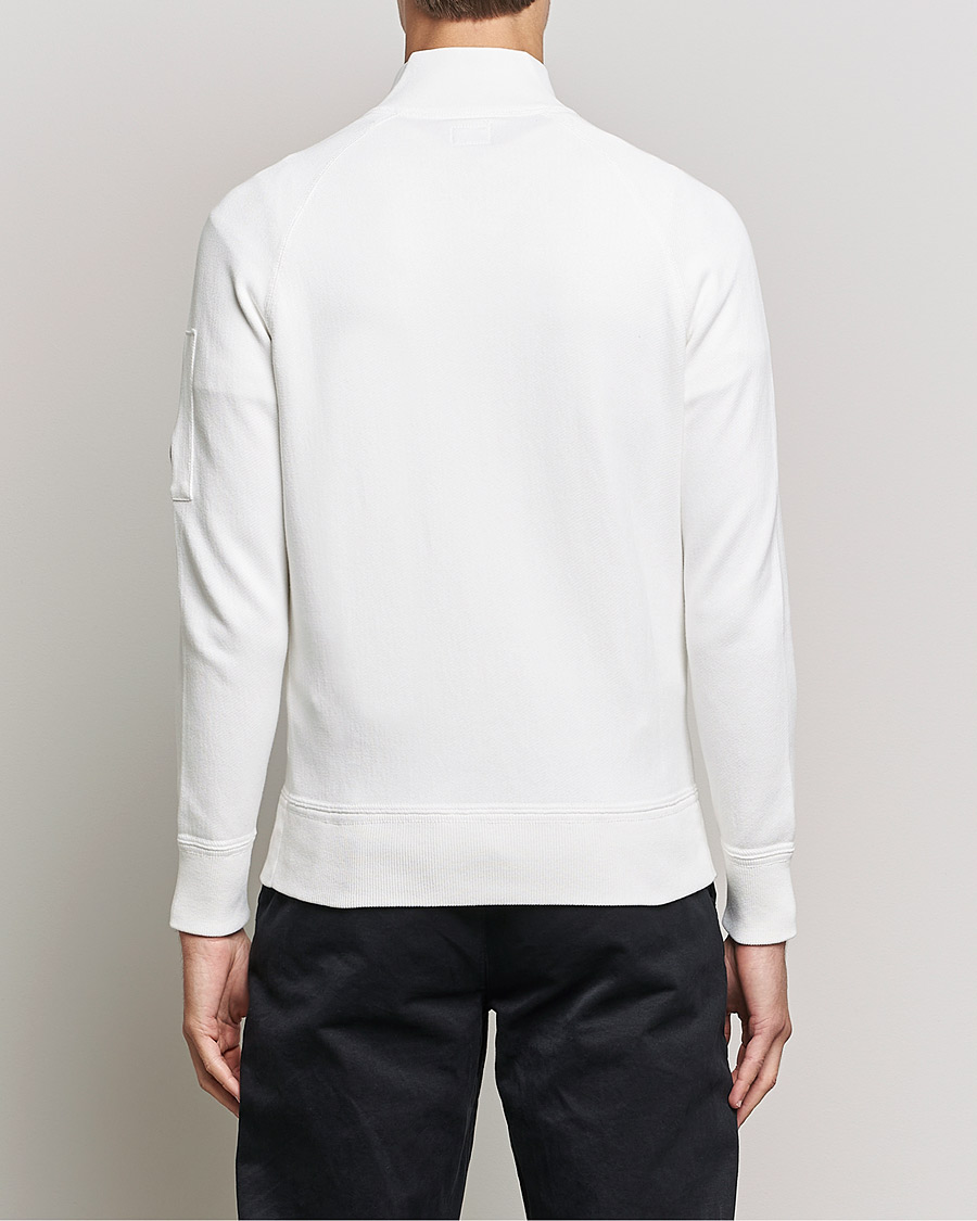 Hombres | Jerséis y prendas de punto | C.P. Company | Knitted Cotton Lens Half Zip White