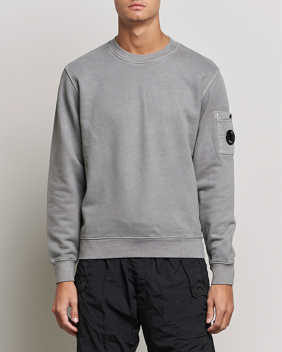 Hombres | Jerséis y prendas de punto | C.P. Company | Brushed Emerized Diagonal Fleece Sweat Grey