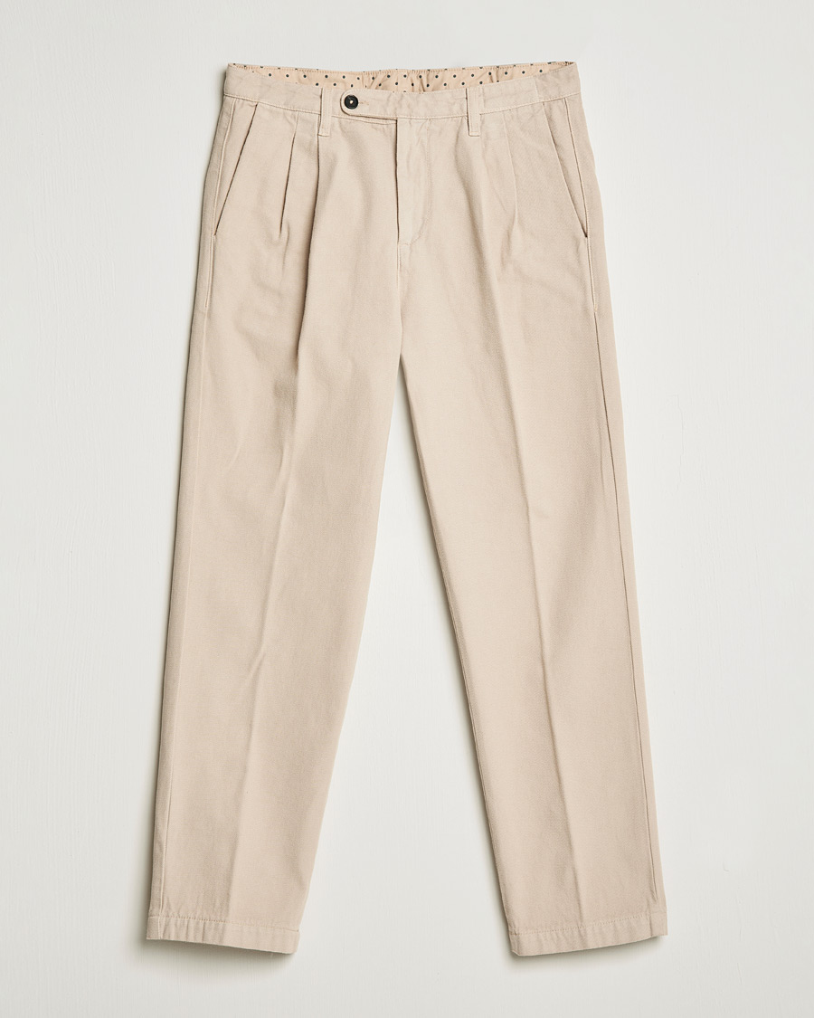 Hombres | Pantalones | Massimo Alba | Strallo Pleated Chinos Beige