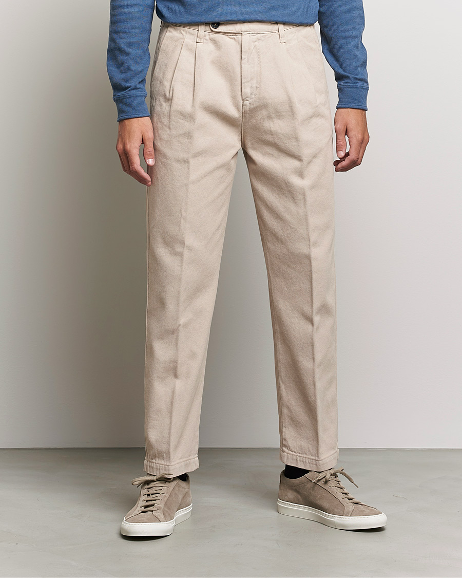 Hombres | Pantalones | Massimo Alba | Strallo Pleated Chinos Beige