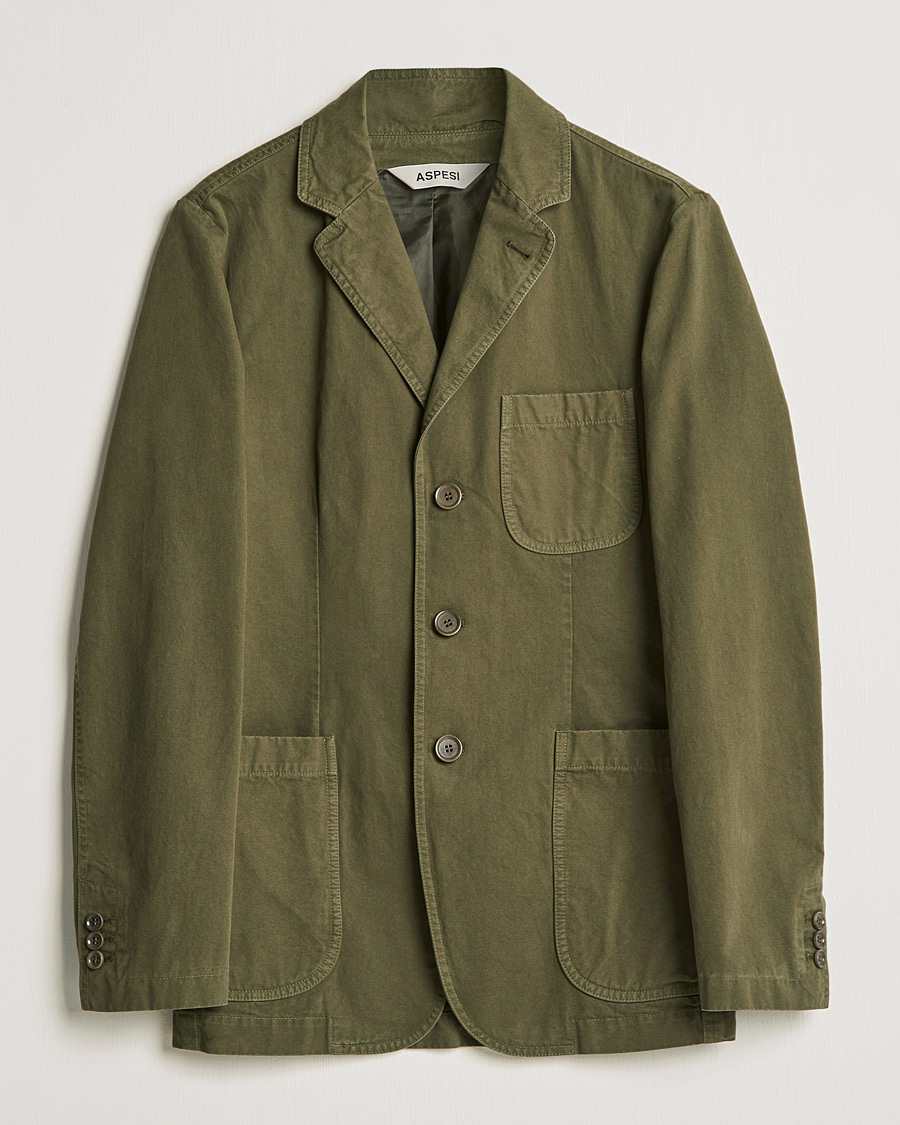Hombres | Blazers | Aspesi | Murakami Cotton Blazer Military Green