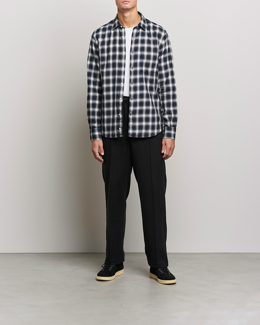 Hombres | Camisas | Aspesi | Checked Flannel Shirt Blue/Grey