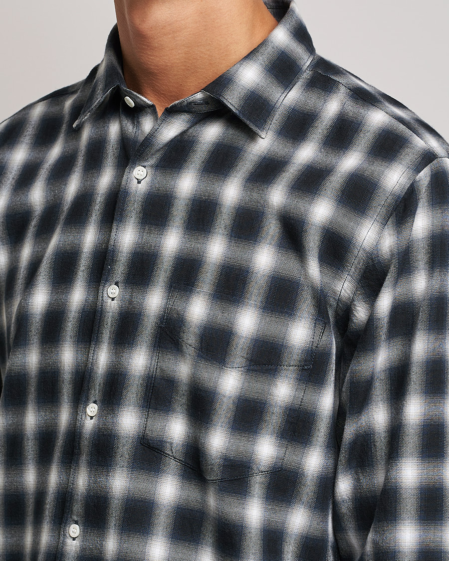 Hombres | Camisas | Aspesi | Checked Flannel Shirt Blue/Grey