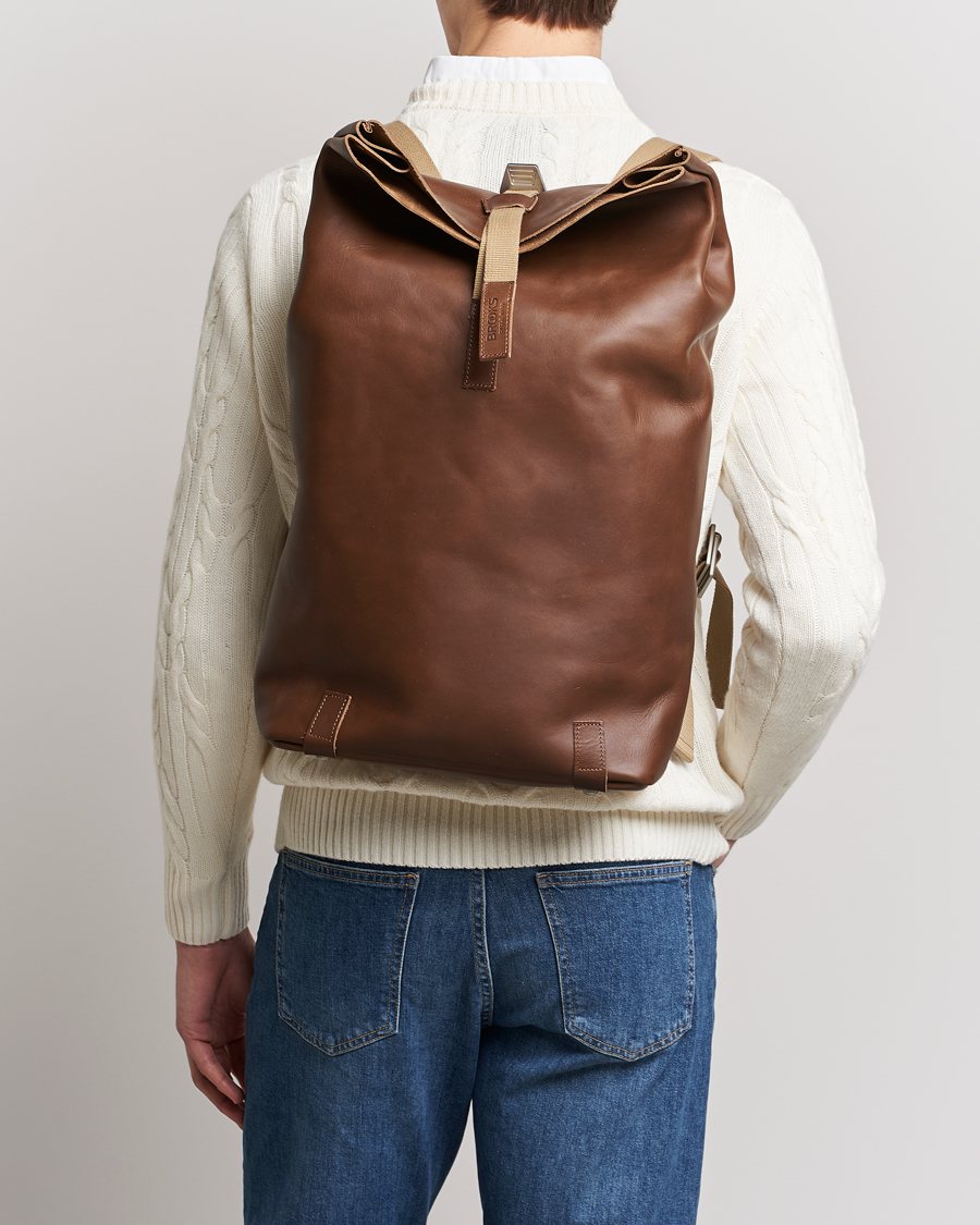 Hombres |  | Brooks England | Pickwick Large Leather Backpack Dark Tan