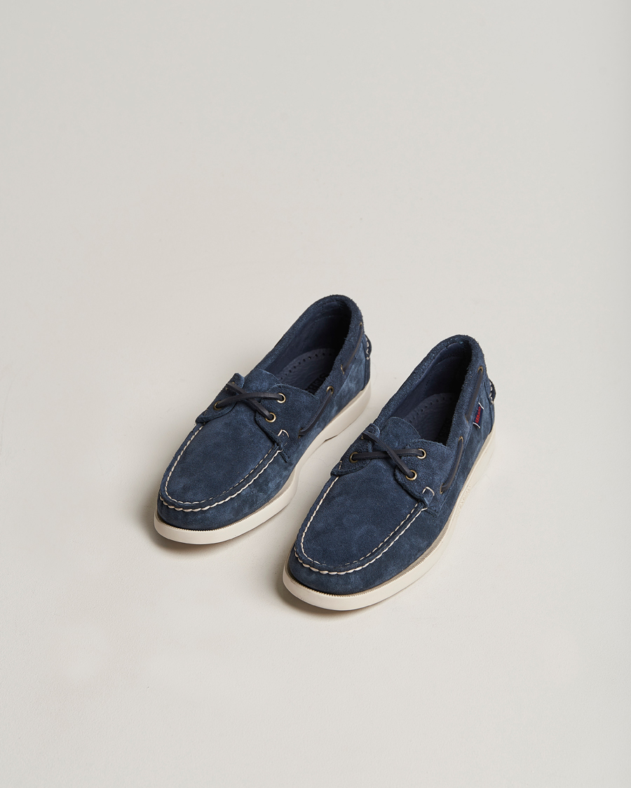Hombres | Zapatos náuticos | Sebago | Docksides Suede Boat Shoe Blue Navy
